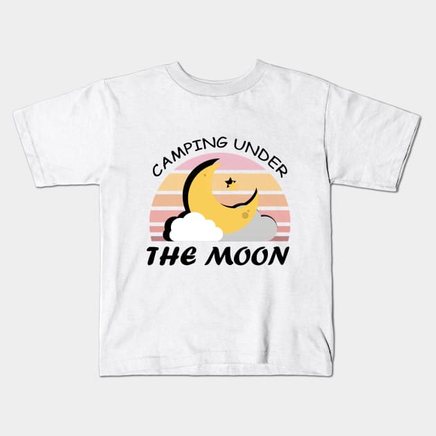 Camping Under the Moon Kids T-Shirt by DMJPRINT